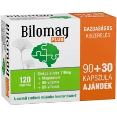 Bilomag plus 110mg gingko biloba kivonatot tartalmazó étrend-kiegészítő kapszula 90+30db 120 db