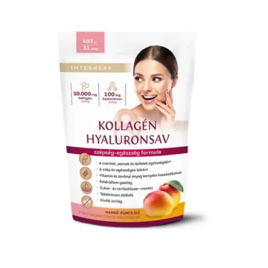 Interherb kollagén&hyaluronsav italpor mangó-puncs ízű 403g 